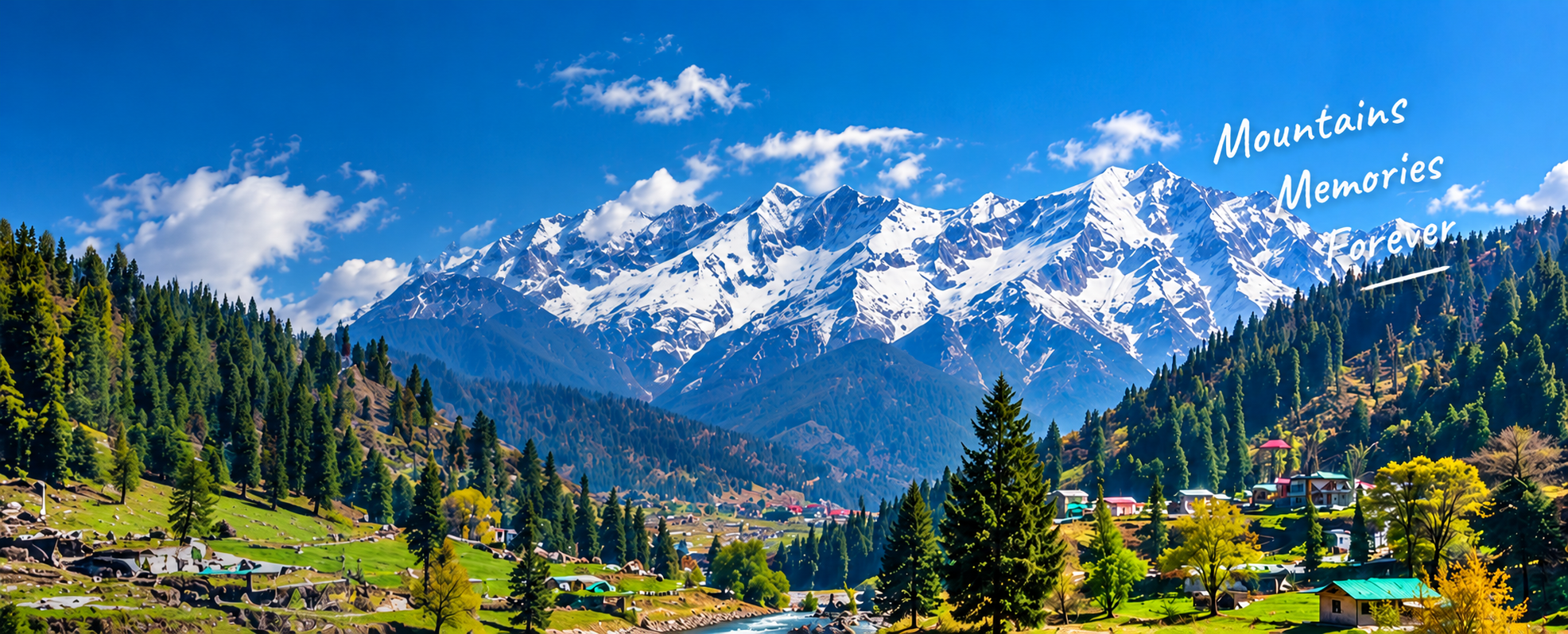 Mountain valley and river in Manali
